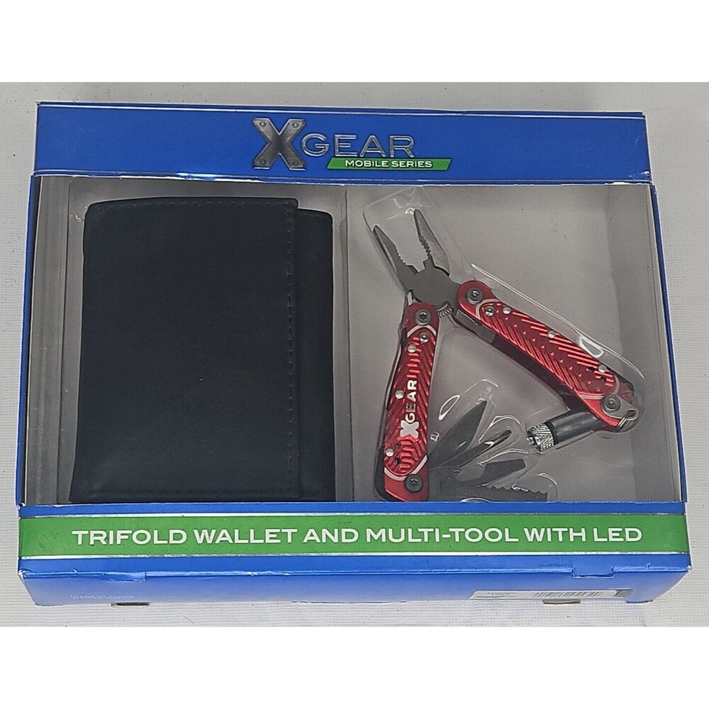 X Gear Sprocket Series Red Multi-Function Tool & LED Light with Tri-fold Wallet